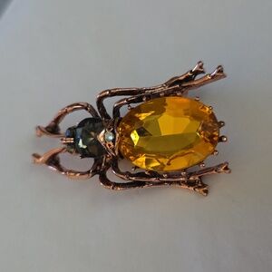 Beetle Bug Brooch  Just Amazing Must have not for the Girly Girl Sim AMBER